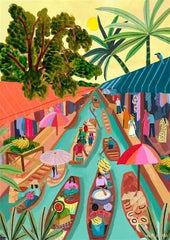 Colorful Mountain City Canvas – Abstract Travel-Inspired Wall Art - Muselune