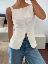 Elegant White Pleated Tank Top - Sleeveless Tee
