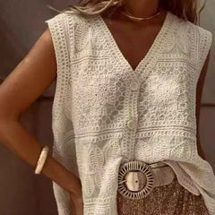 Summer Vintage Crochet Knit Vest Top - Muselune