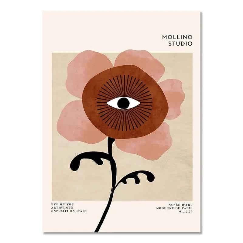 Abstract Lemon Flower Eye Orange Vintage Plant Wall Art Canvas Painting Posters and Prints Wall Pictures for Living Room Decor - Muselune