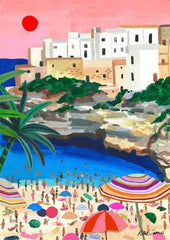Colorful Mountain City Canvas – Abstract Travel-Inspired Wall Art - Muselune