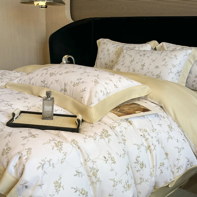Luxury Fiber Soft Silky Duvet Flowers and Plants Bedding Set - Muselune