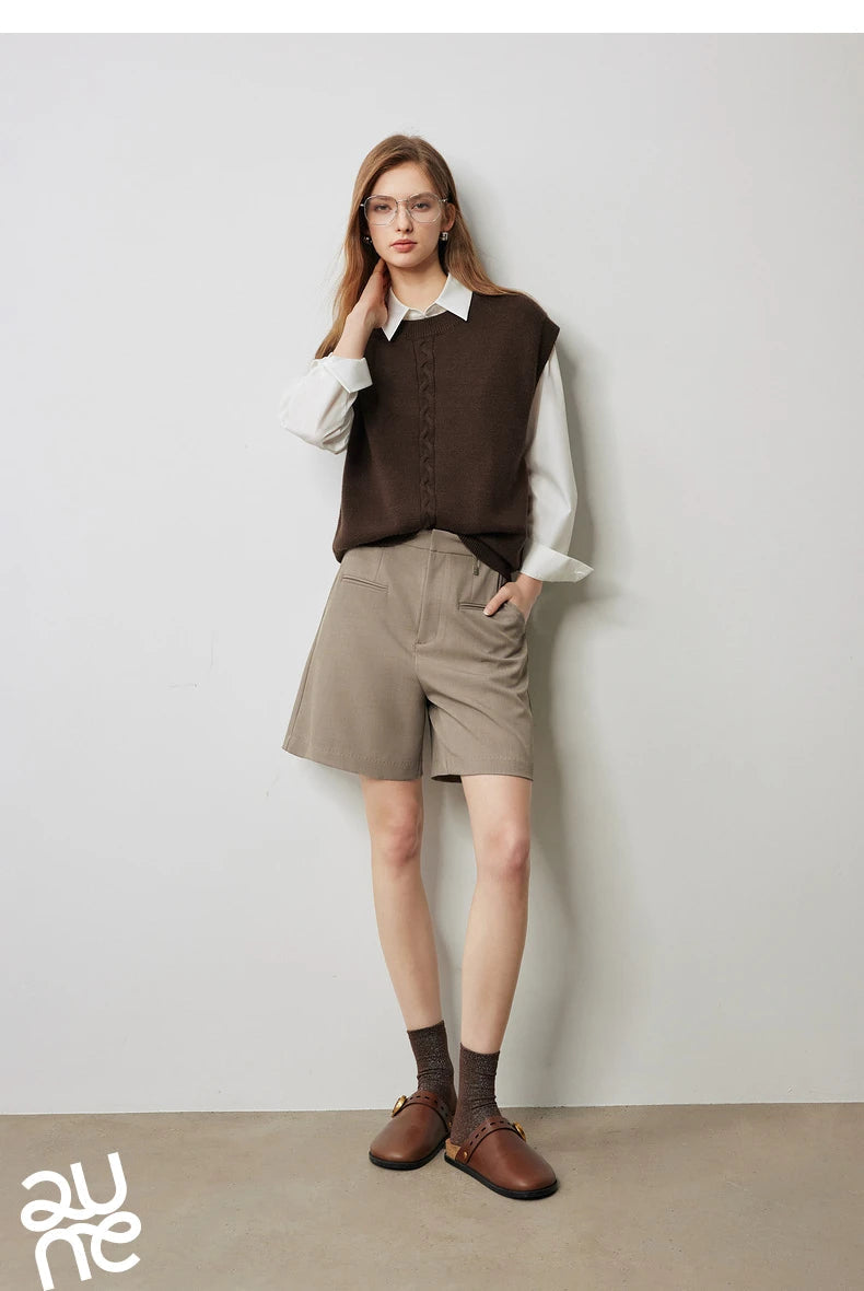 Autumn New Twisted Sleeveless V Neck Pullover Sweater Tops - Muselune