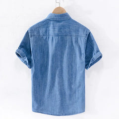Summer Half Sleeve Casual Denim Shirt - Muselune
