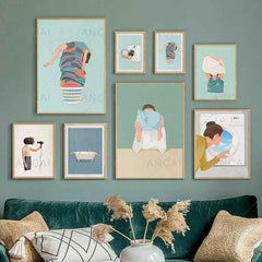 Laundry Girl Canvas – Nordic Washing Machine & Bathtub Wall Art - Muselune