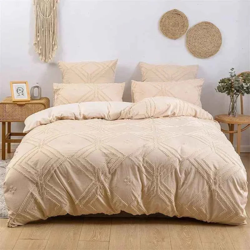 Geometric Floral Queen Bedding – Twin to King Duvet Cover & Pillowcases - Muselune