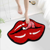 Red Lips Plush Rug – Soft, Non-Slip Floor Mat for Bedroom & Living Room - Muselune