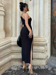 Elegant Split Sleeveless Slim Maxi Dress - Muselune