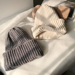 Solid Color Chenille Knitted Soft Leisure Hat Muselune