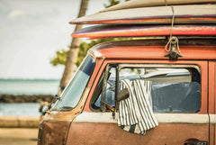 Tropical Surf Poster – Palm Tree & Surfboard Canvas Wall Ar - Muselune