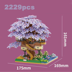 Pink Cherry Tree House Model Kit - Micro-particle Building Set - Muselune