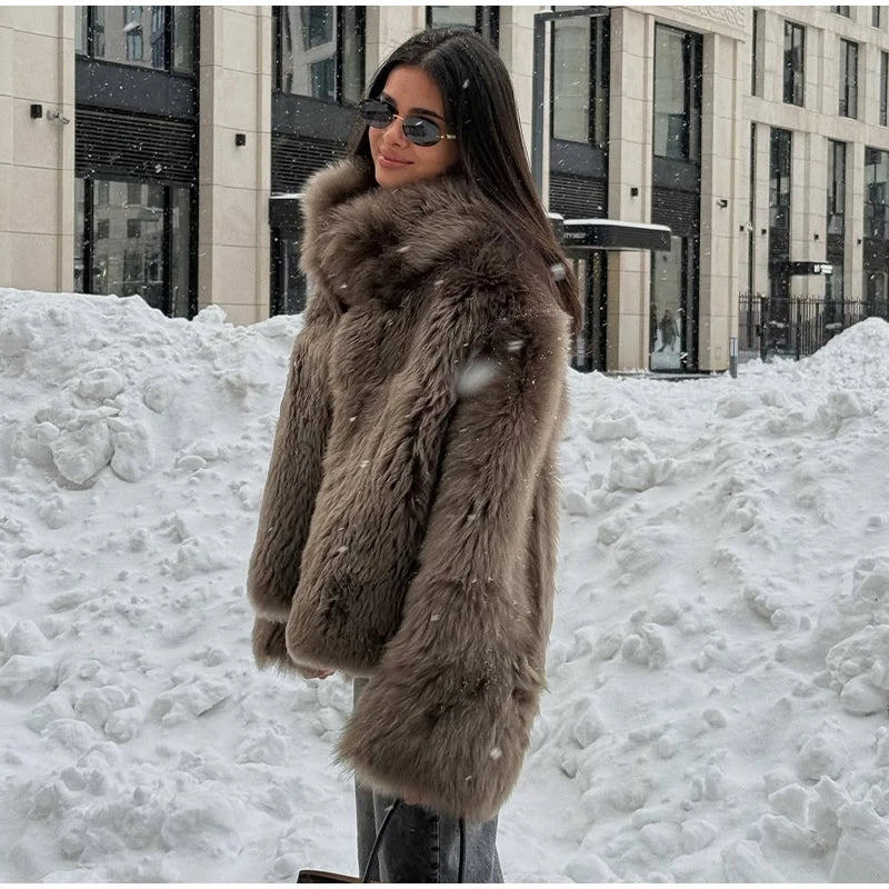 Cardigan Fur Long Sleeve Coat Muselune