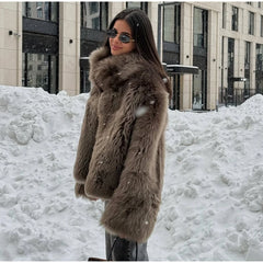 Cardigan Fur Long Sleeve Coat Muselune