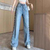 Hollow-Out Mom Jeans – High Waist & Wide-Leg pants - Muselune