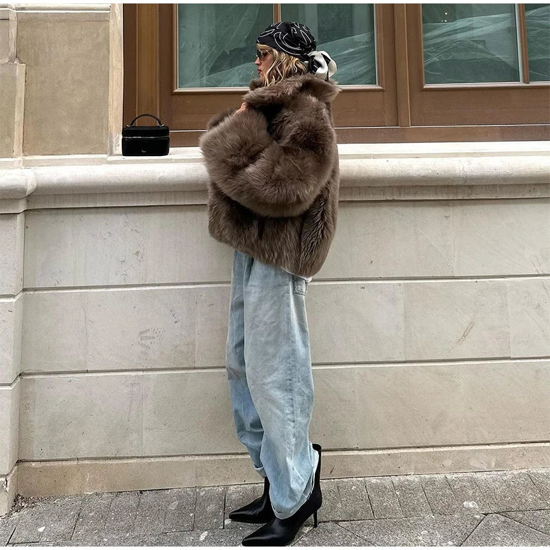 Cardigan Fur Long Sleeve Coat Muselune