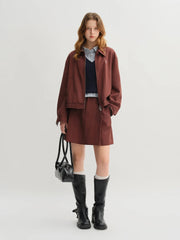 Trendy Patchwork Plaid Jacket Skirt Set Muselune