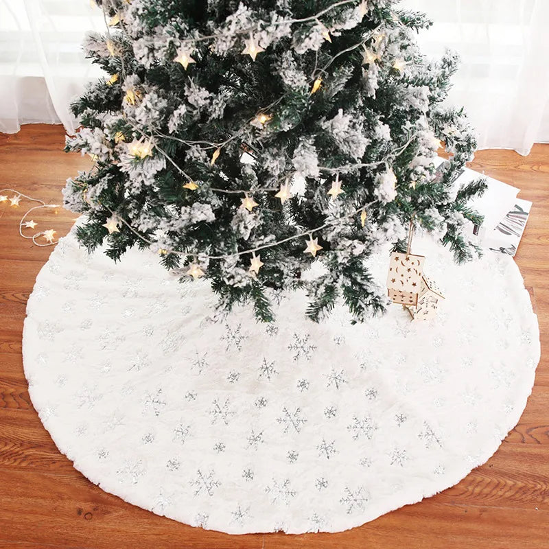 Fashion Christmas Tree Skirt Mat Under The Decorations For Home Snowflake 78/90/122cm New Foot Carpet 2026 Christmas Decor Muselune