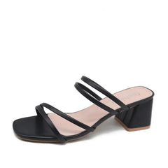 Women's Summer Slippers – Square Heels - Muselune