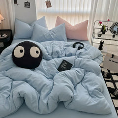 Pure Black Duvet Cover Microfiber Solid Color Bedding Set - Muselune