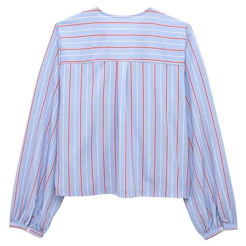 TRAF Women’s Striped Cropped Shirt - Muselune