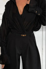 French Sexy Sheer with Puff Sleeves Style Shirt