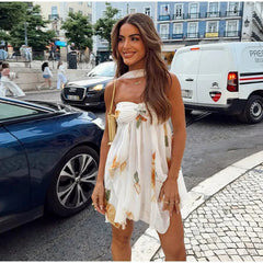 Printed Off-Shoulder Summer Dress - Muselune