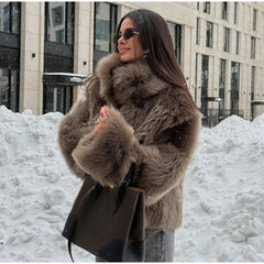 Cardigan Fur Long Sleeve Coat Muselune