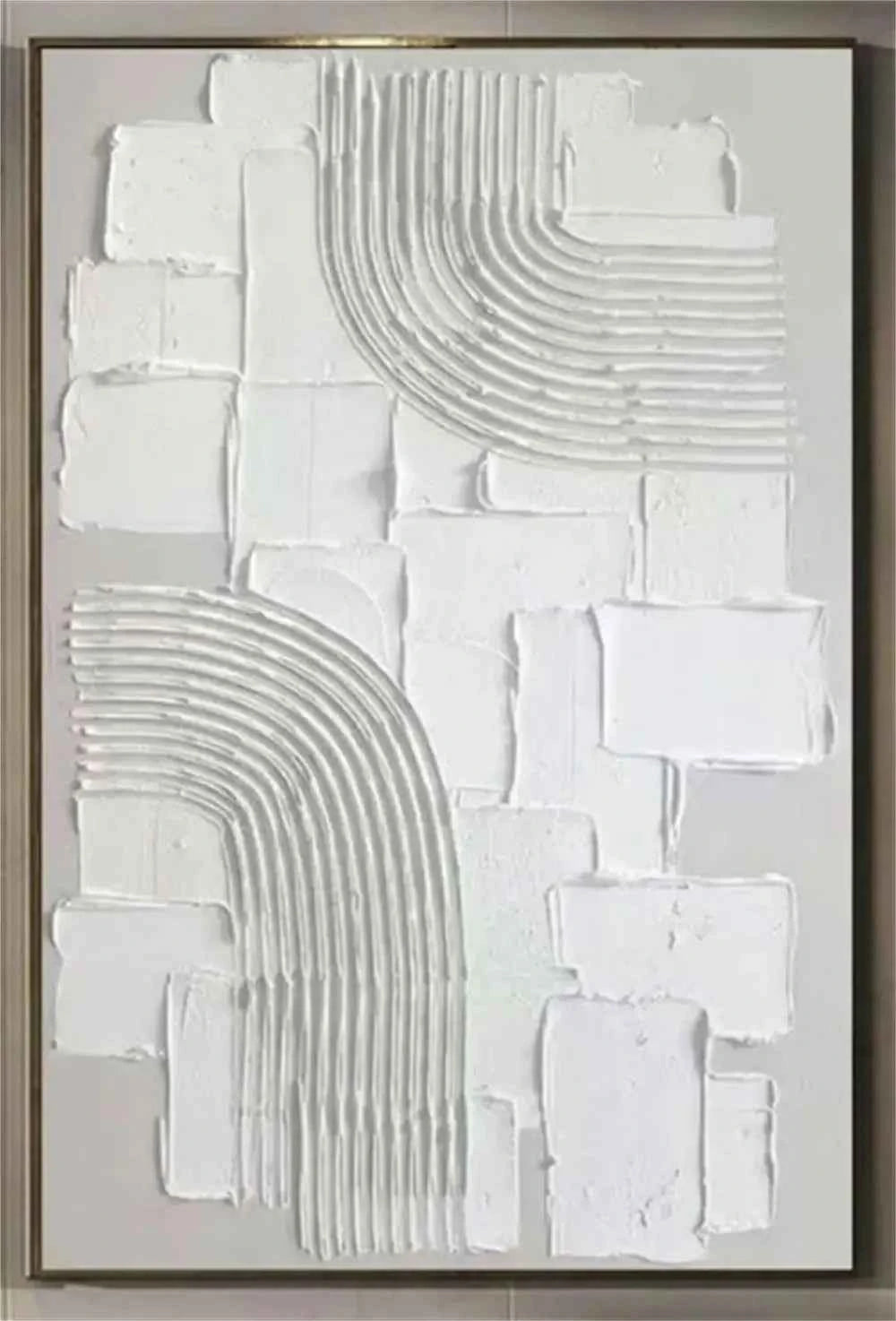 White Minimalist Ocean Wave Canvas – Textured Wabi-Sabi Wall Art - Muselune