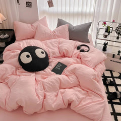 Pure Black Duvet Cover Microfiber Solid Color Bedding Set - Muselune