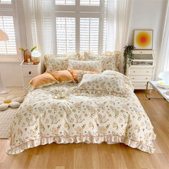 Floral Ruffle Quilt bedding – 100% Cotton - Muselune