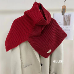 Solid Two Color Neck Wool knitted Shawl Muselune