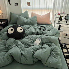 Pure Black Duvet Cover Microfiber Solid Color Bedding Set - Muselune