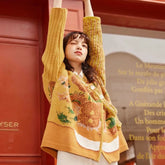 Muse Van Gogh Art Painting Floral Jacquard Knitwear Coat - Muselune