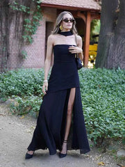 Ribbon Mesh Strapless Mesh Maxi Dress - Muselune