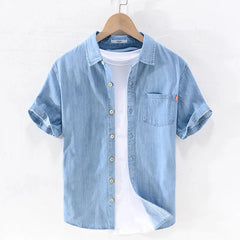 Summer Half Sleeve Casual Denim Shirt - Muselune
