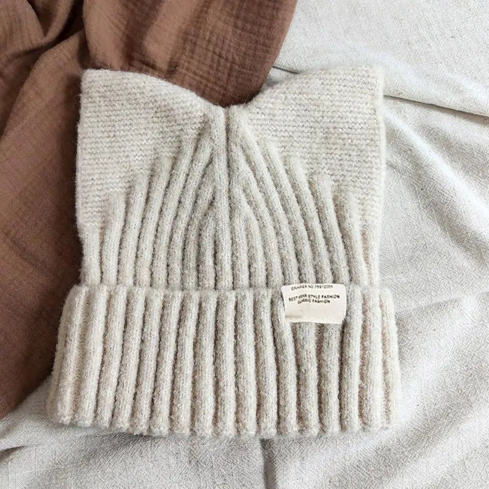Cute Cat Ear Beanie Knitted Hap Muselune