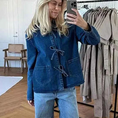 Denim Blouse Lace-Up Shirt & Outerwear