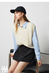 Autumn New Twisted Sleeveless V Neck Pullover Sweater Tops - Muselune