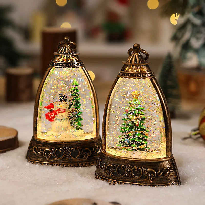 Christmas Decoration Santa Claus Cone Snow LED Table Lamp Muselune