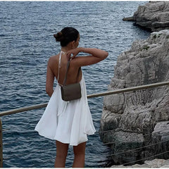 White Elegant Sleeveless Off Shoulder Dresses - Muselune