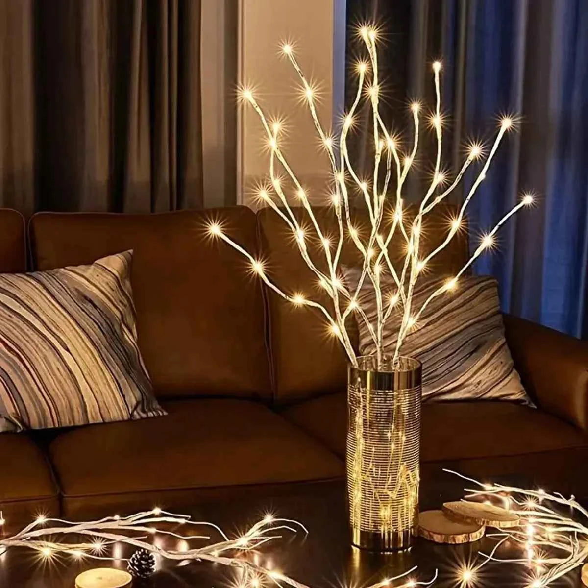 White Birch LED Branch Lights – Battery-Powered Fairy Decor - Muselune