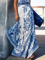 Modigirl Boho Maxi Dress – Floral Halterneck A-Line - Muselune