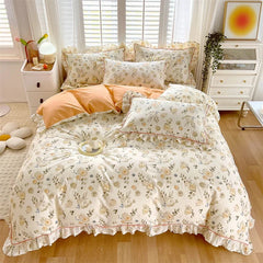 Floral Ruffle Quilt bedding – 100% Cotton - Muselune