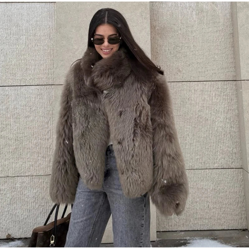 Cardigan Fur Long Sleeve Coat Muselune