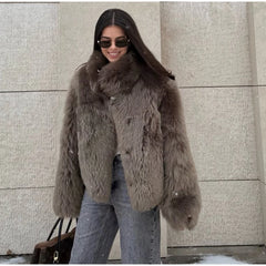 Cardigan Fur Long Sleeve Coat Muselune