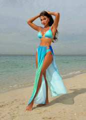 Sexy 3 Pieces Bikini – High Waist & Sheer Mesh Skirt - Muselune
