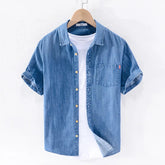 Summer Half Sleeve Casual Denim Shirt - Muselune