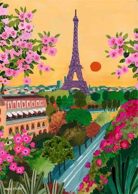 Colorful Mountain City Canvas – Abstract Travel-Inspired Wall Art - Muselune