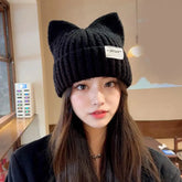 Cute Cat Ear Beanie Knitted Hap Muselune