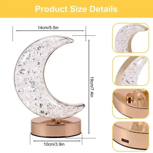 Crystal Moon Touch Night Light - Elegant Dimming Lamp - Muselune